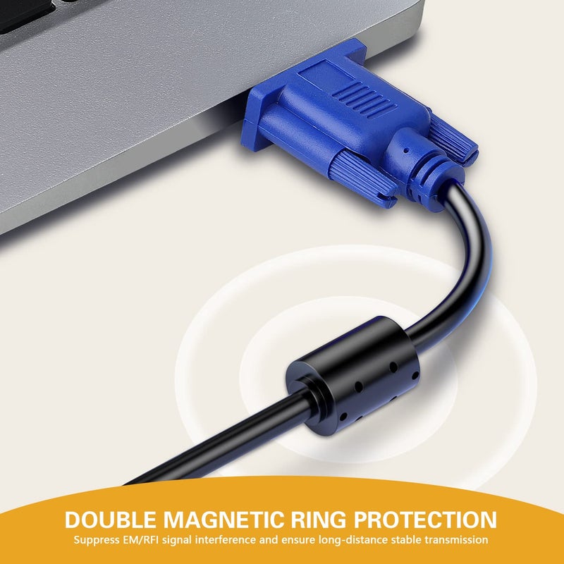 Spofit VGA to VGA Monitor Cable 3 Feet Male to Male Computer Cord for TV Computer Projector - 3 Feet (10 Pack) - Image 4